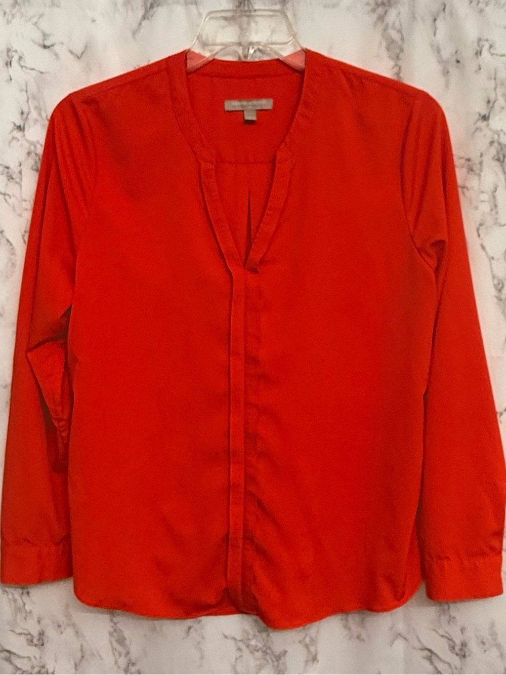 Banana Republic women’s Vibrant Orange/Red Long Sleeve V-Neck Blouse